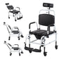 3-in-1 Shower Commode Wheelchair – Adjustable Reclining Bathroom Transport Chair with Removable Bedpan