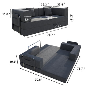 78.7-Inch Convertible Sleeper Sofa Bed – Modular Corduroy Foldable Futon Loveseat with Removable Armrests & Backrest, No-Tool Assembly