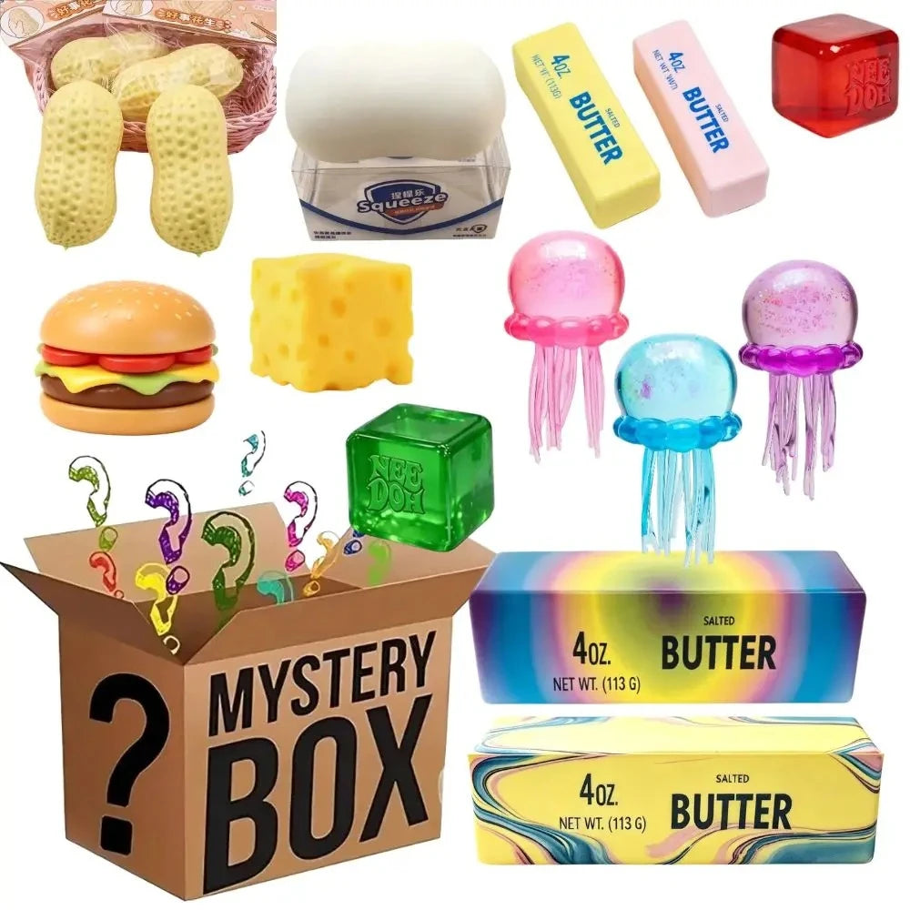 Mini Food & Foot-Shaped Mochi Squishy Mystery Blind Box, Soft Sensory Squeeze Fidget Toy