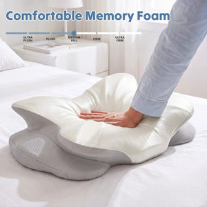 Ergonomic Cooling Memory Foam Neck Pillow with Contoured Support & Removable Washable Cooling Cover, 1-Pack