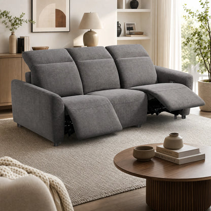 Power Reclining 3-Seater Sofa – Zero Gravity Wall-Hugger Couch with Adjustable Headrests, USB-A & USB-C Charging Ports