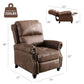 Faux Leather Pushback Recliner Chair with Rivet Accents, Upholstered Armchair for Living Room