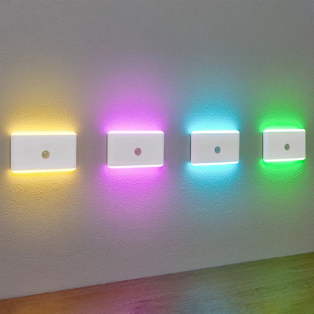 Rechargeable LED Motion Sensor Night Light, USB Charging Color-Changing Ambient Lamp for Bedroom, Hallway & Living Room