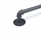 Black Pipe Stair Handrail – Rustic Wall-Mounted Railing with Round Corners, 4FT–16FT