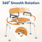 Sliding Swivel Tub Transfer Bench – Shower Chair with 350 lb Capacity, Wood Brown Finish