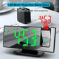 Digital Projection Alarm Clock with 180° Projector, Mirror LED Display, 4-Level Brightness & USB Charging Port