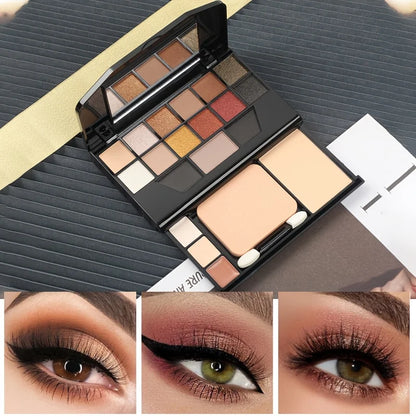 19-Shade All-in-One Makeup Palette with 12 Eyeshadows, Classic Smoky Tones, Highly Pigmented & Blendable, 9918