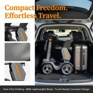 SPD-2 Foldable 4-Wheel Mobility Scooter for Seniors – All-Terrain Electric Travel Scooter, Smart Safety System, Easy-Fold Design