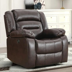 Oversized Faux Leather Power Recliner Chair, Electric Overstuffed Reclining Single Sofa with Thick Cushioned Seat & Backrest