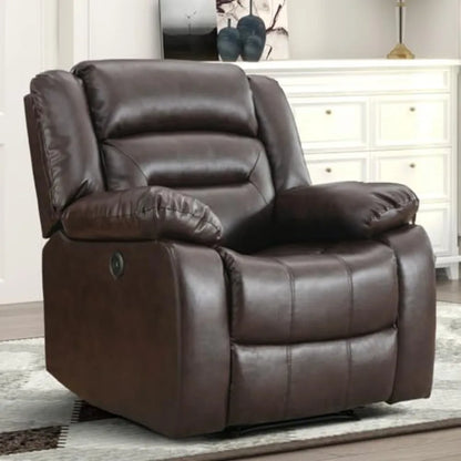 Oversized Faux Leather Power Recliner Chair, Electric Overstuffed Reclining Single Sofa with Thick Cushioned Seat & Backrest