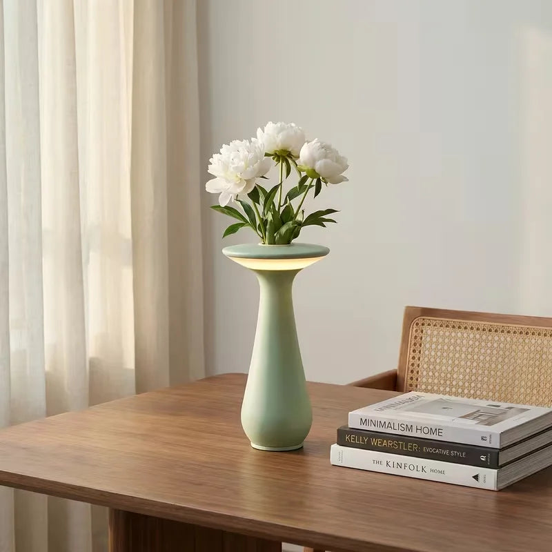 Modern Vase LED Table Lamp, Touch Control, Stepless Dimming, Decorative Flower Vase Bedside Light for Bedroom and Living Room