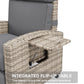 Adjustable Wicker Recliner Chair – 150° Reclining Patio Lounge Chair with Footrest, Flip-Up Side Table & Removable Cushion, Grey