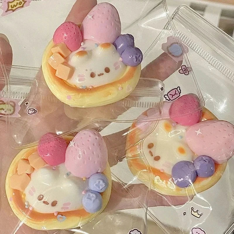Kawaii Bunny Cream Cake Squishy Toy, Slow-Rising Dessert Sensory Squeeze Fidget
