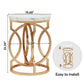 20" Modern Round End Table with Thick Wood Top & Unique O-Shaped Base for Living Room and Bedroom