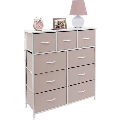 9-Drawer Nightstand Chest, Bedside Storage Dresser & Organizer for Bedroom, Home Office and Living Room