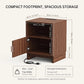 Fluted Wood Nightstand with Charging Station, Storage Drawers & Open Shelf, Bedside Table with 2 AC Outlets, USB-A & USB-C Ports
