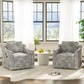 Set of 2 360° Swivel Accent Chairs – Large Upholstered Square Armchairs with Deep Seat for Living Room & Reading Lounge