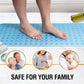 Extra Long Non-Slip Bathtub & Shower Mat 40x16 Inch, Suction Cups, Drain Holes, Machine Washable, Gray & Black