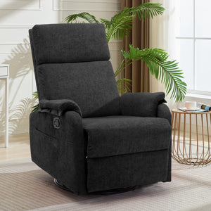 Ergonomic Manual Rocking Recliner Chair – Modern Fabric Adjustable Armchair with USB & Type-C Charging Ports