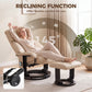 360° Swivel Massage Recliner Chair with Ottoman – 10-Point Vibration PU Leather Lounge Chair with Footstool & Remote, Beige