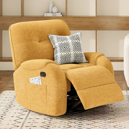 Modern Electric Power Recliner Chair, 108°–165° Adjustable Recline with Long Footrest, Thick Cushioned Seat & Side Pockets
