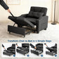Convertible Reclining Sofa Bed with Vibration Massage – PU Leather Chaise Lounge Chair with Lumbar Pillow, Black