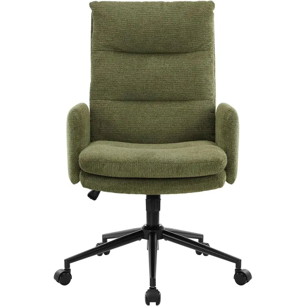 High-Back Upholstered Office Chair with Armrests, Height Adjustable Swivel Desk Chair with Wheels
