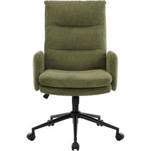 High-Back Upholstered Office Chair with Armrests, Height Adjustable Swivel Desk Chair with Wheels