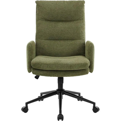 High-Back Upholstered Office Chair with Armrests, Height Adjustable Swivel Desk Chair with Wheels