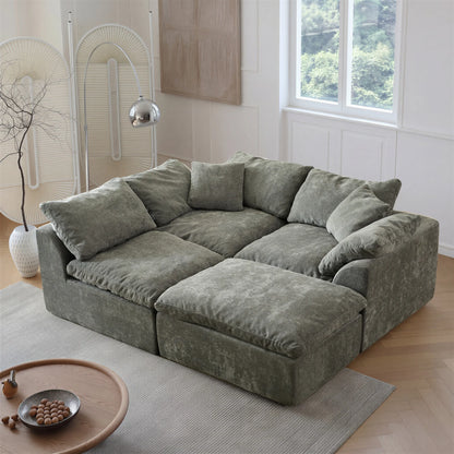 Modern Modular Cloud Sectional Sofa – Oversized Deep Seat Couch with Removable Cushions for Living Room