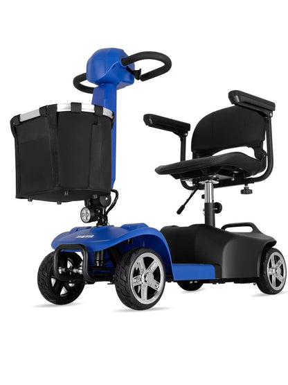 4-Wheel Electric Mobility Scooter for Seniors – All-Terrain 5 MPH Scooter, 265 lbs Capacity, 360° Swivel Seat & LED Light