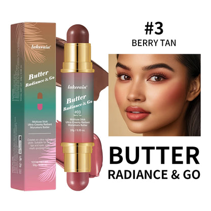 Double-Ended Blush and Bronzer Stick, Multi-Use Cream Cheek Color, Luminous Finish Contour Makeup