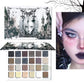 24-Color Gothic Eyeshadow Palette with 12 Eyeliner Pencils, Matte and Shimmer Cool-Tone Smoky Eye Makeup Set