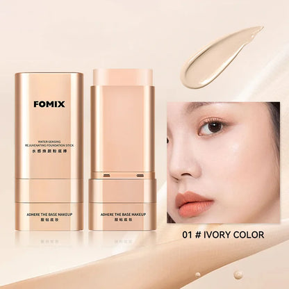 Dual-Ended Hydrating Foundation Stick with Brush, Lightweight Cream Makeup Base