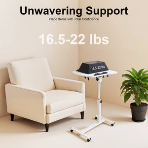Adjustable Mobile Rolling Laptop Desk – Height Adjustable Computer Workstation, Bedside Table with Lockable Casters