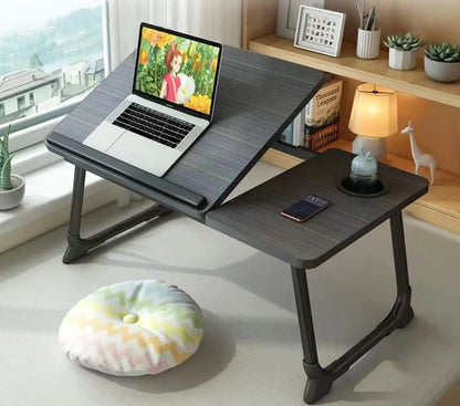 Adjustable Foldable Laptop Desk for Bed & Couch – Portable Bed Tray Table with Cup Holder for Laptop, Writing & Reading