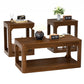 Modern 3-Piece Coffee Table Set with Side Tables, Rounded Edges & Storage for Living Room, Black