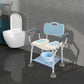 Height Adjustable Shower Chair with Backrest & Armrests – Cutout Bath Seat, Storage Rack, Shower Head Holder & Non-Slip Feet