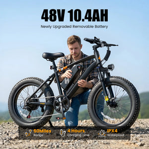 Hopepeak F10 Fat Tire Electric Bike for Adults – 1200W Peak Motor, 48V Battery, 20" × 4" Tires, 7-Speed