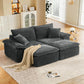 81-Inch Boneless Loveseat Sofa Bed – Oversized Faux Fur Lounge Couch with Removable Ottoman & Pillows