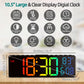 10.5-Inch LED Digital Wall Clock with Remote, 8-Color Backlight, Dual Alarms, Date & Temperature Display