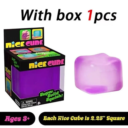 Ice Cube Squishy Fidget Toy with Box, Slow-Rebound Non-Sticky Sensory Desk Toy