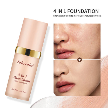 2-Piece 4-in-1 Color-Changing Foundation Set, Hydrating Concealer Coverage, Waterproof Makeup Base