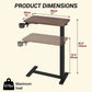 Height Adjustable Overbed Table with Hidden Wheels & Cup Holder, Mobile Sit-Stand Rolling Laptop Desk for Bed & Sofa