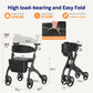 4-Wheel Aluminum Rollator Walker with Seat – Lightweight Foldable Mobility Walker for Adults