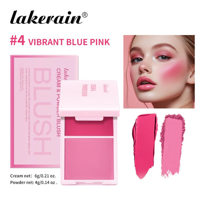2-in-1 Cream and Powder Blush, Highly Pigmented Natural Pink, Smooth Blendable Texture, Long-Lasting Cheek Color