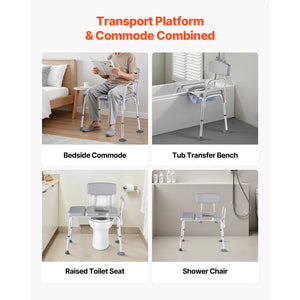 4-in-1 Bedside Commode Chair with Padded Seat & Backrest – Adjustable Height, 5L Removable Bucket, 500 lb Capacity