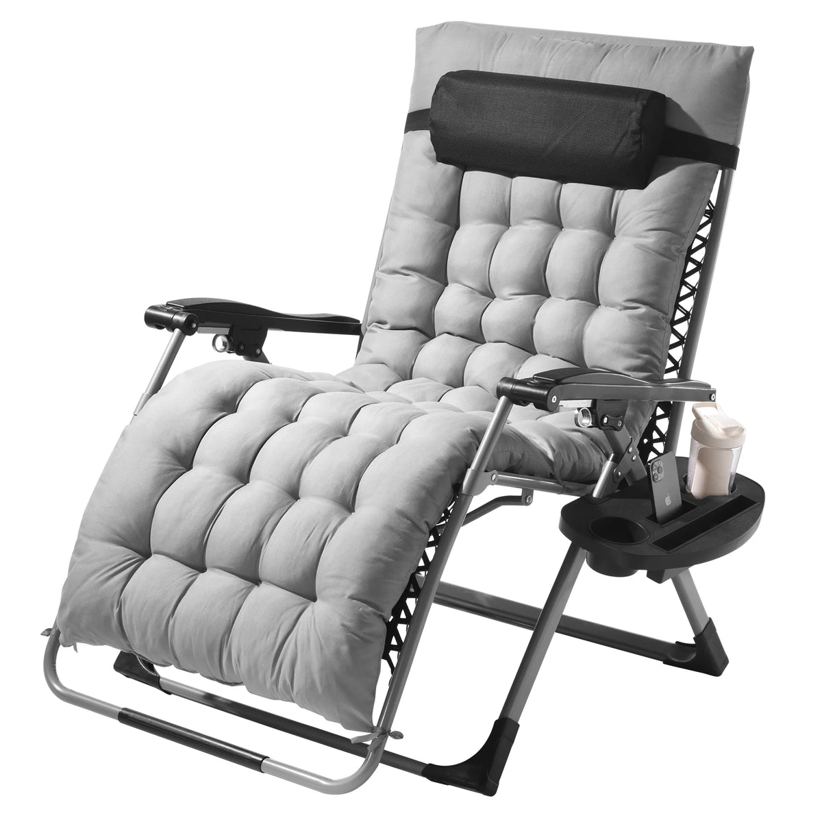 Zero Gravity Recliner Lounge Chair – Heavy-Duty Adjustable Padded Chair with Cushion, Footrest & Cup Holder