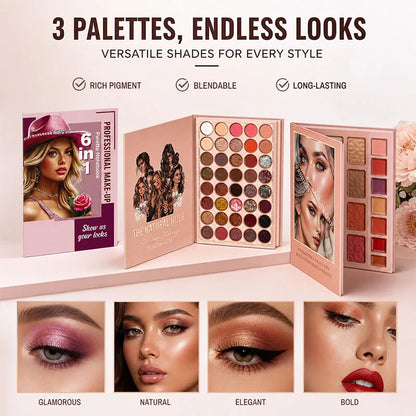Book-Style Eyeshadow Palette, 76/91/117 Colors, Matte, Shimmer and Glitter Finishes