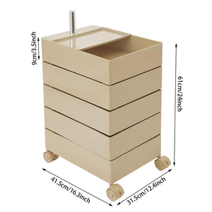 5-Tier 360° Rotating Storage Cabinet, Mobile Bedside Side Table with Multi-Level Storage for Bedroom, Sofa & Living Room